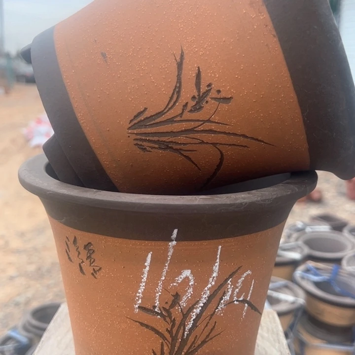 红陶紫砂兰花盆微瑕