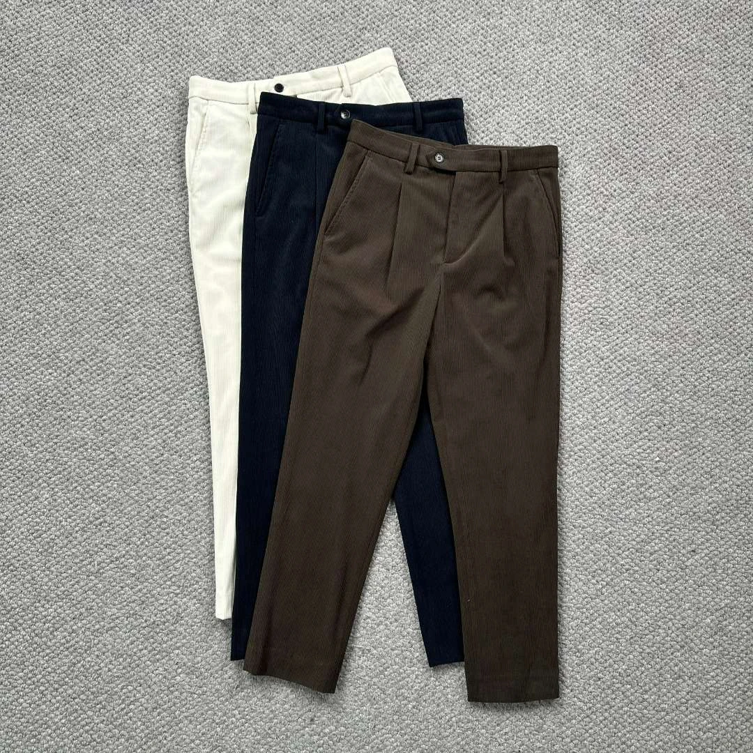 男士时尚十分灯芯绒休闲裤A852秋冬男装直筒轻奢直脚休闲裤/秀