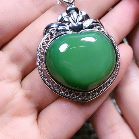 和田玉银S925镶嵌挂件