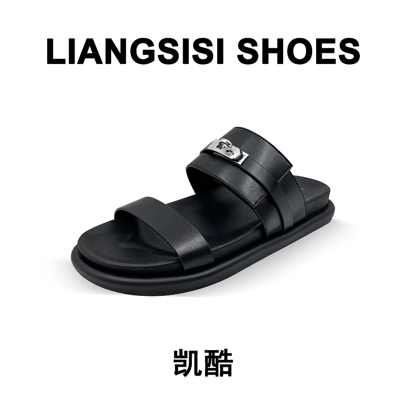p梁思思SHOES【凯酷】高级经典百搭网红一字女鞋半拖-HT125