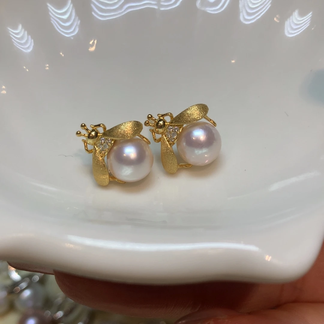 海水珍珠耳饰银S925镶嵌