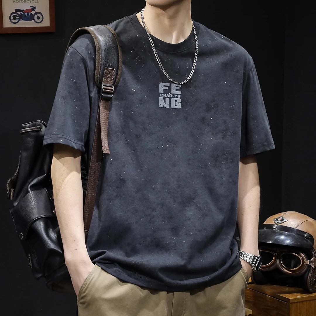 Cebrodz满天星短袖t恤男士夏季新款宽松潮牌衣服男装体恤重磅圆