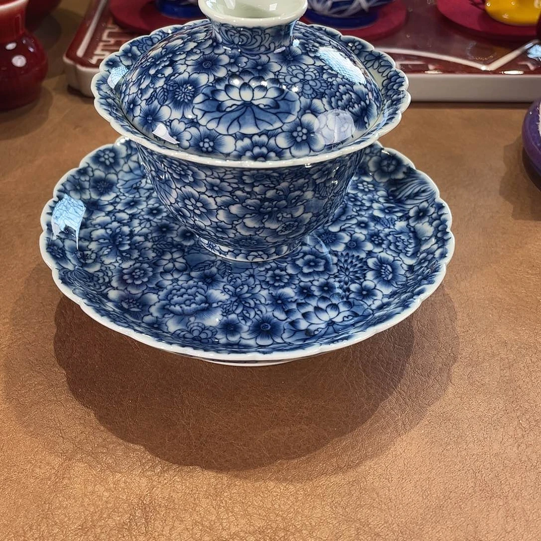 清欢柴窑，青花万花套组