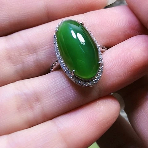 和田玉银S925镶嵌戒指