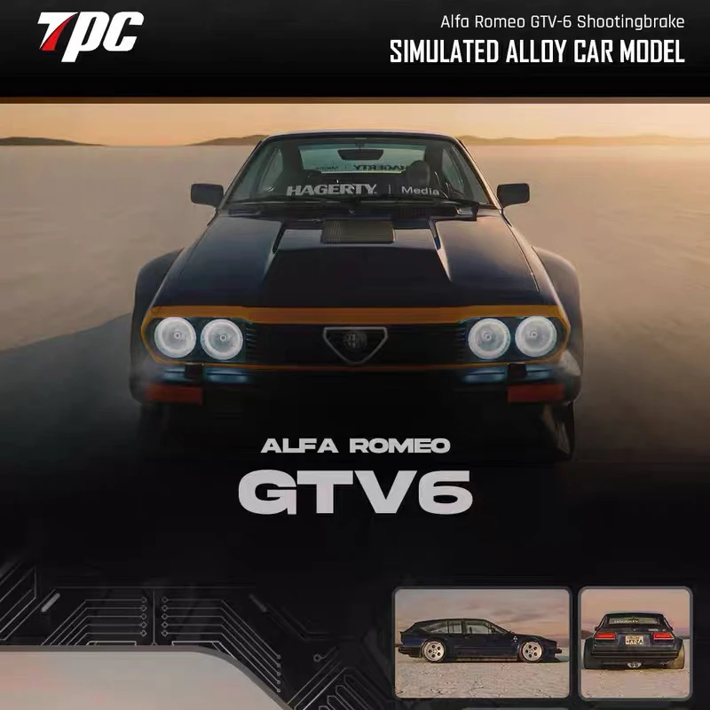 TPC 1:64 阿尔法罗密欧蓝色GTV6 宽体改装 可开盖 合金汽车模型