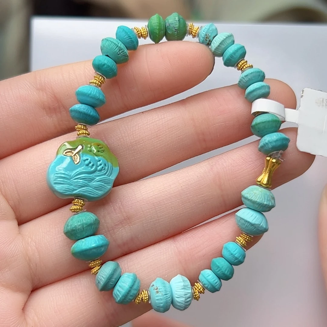 绿松石珠宝奇石18K金镶嵌