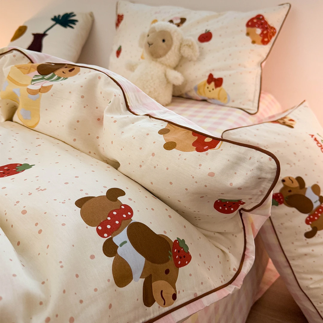 【朵罗塔】腊肠小狗床上三件套四件套纯棉100%全棉2025被套床单床笠