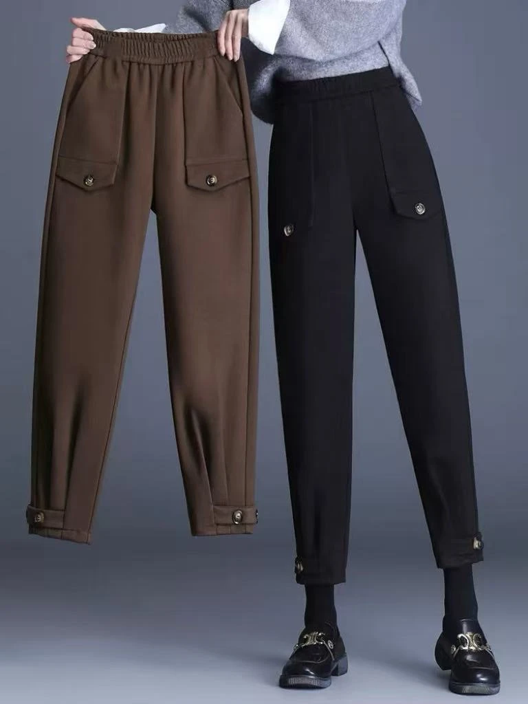 D25 121000 马丁靴裤女九分裤宽松显瘦高腰小脚哈伦裤