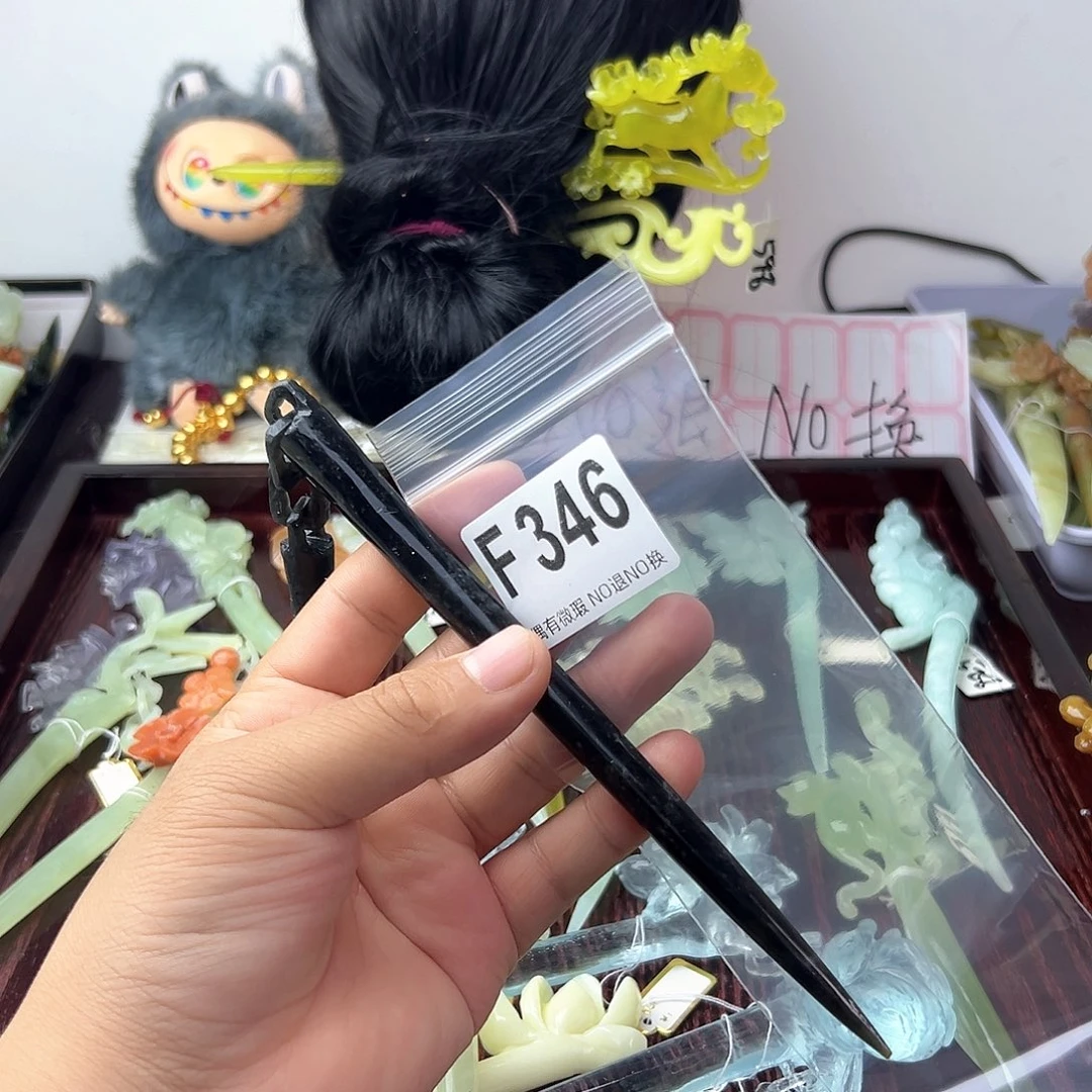 合金蛇纹石玉发饰谦****^