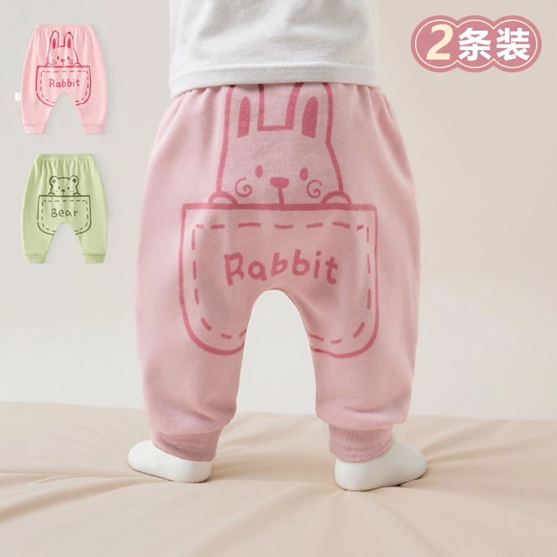 婴儿春季裤子纯棉宝宝大屁屁裤外出穿春秋PP裤休闲尿布裤长裤宽松