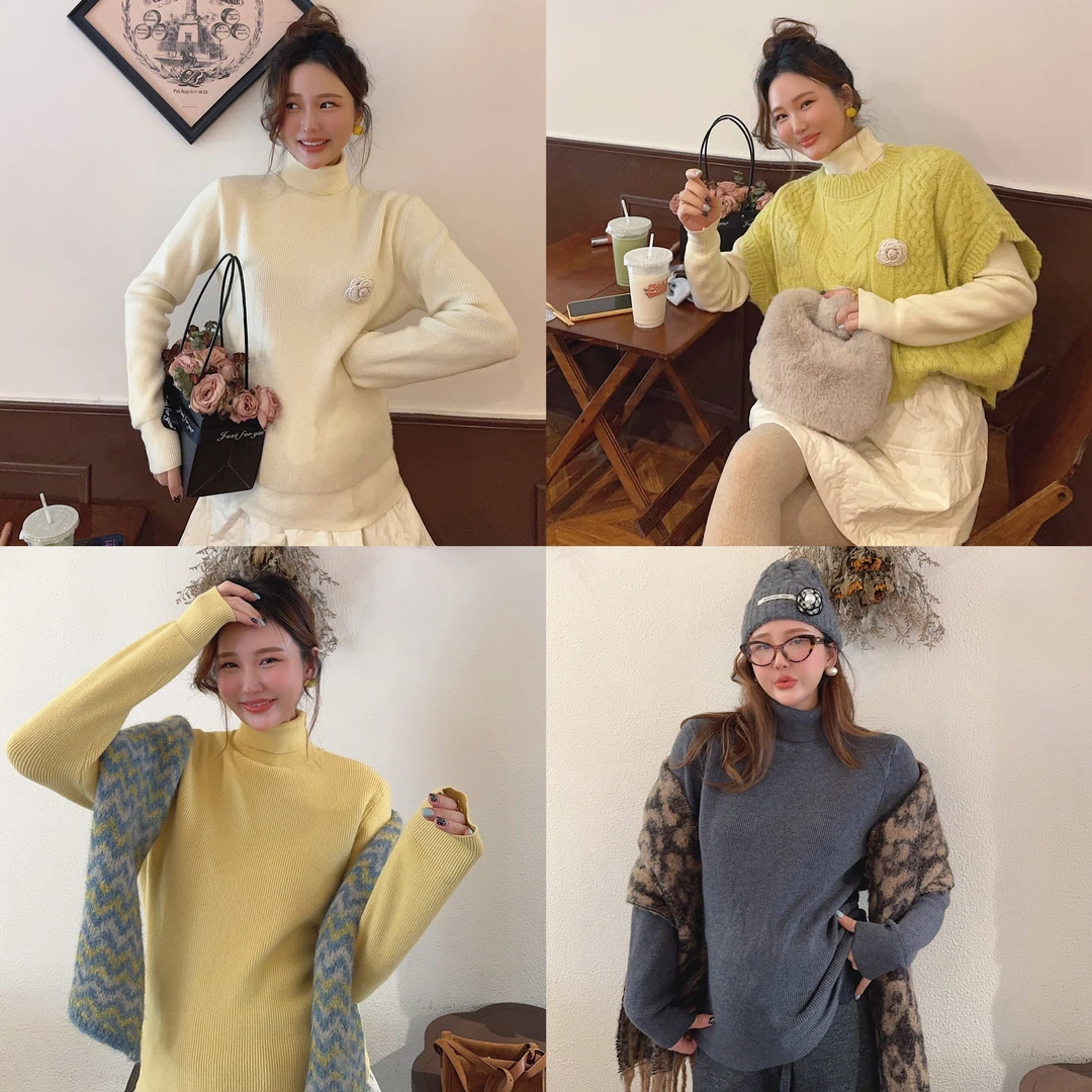 智英欧尼  NO退NO换 高领毛衣【弹力高领内搭羊毛衫百搭打底秋冬】