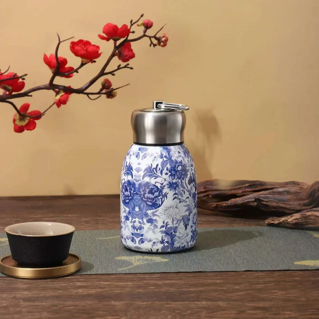 YS398-满花保温水杯蓝色