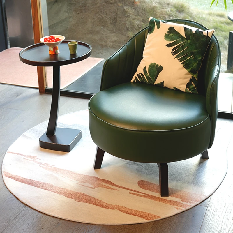 轻奢单人沙发靠背椅客厅懒人旋转沙发卧室高级新家极简多巴胺家具