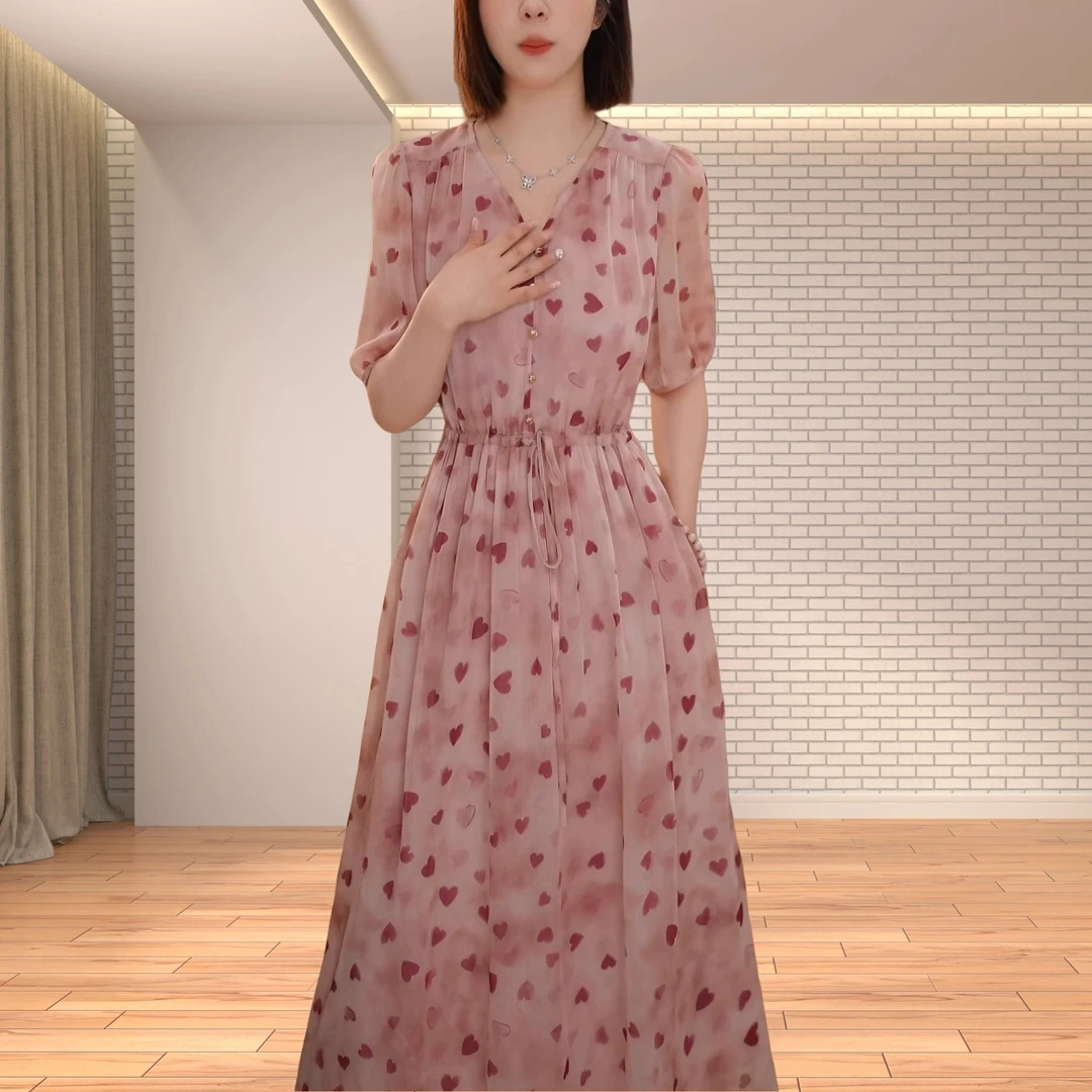 时尚法式设计感碎花休闲裙女2025年夏季新款洋气显瘦中长款连衣裙