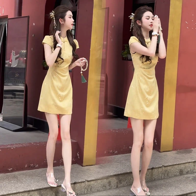 【有运费险】气质新中式收腰连衣裙女短裙2025夏季新款法式裙子