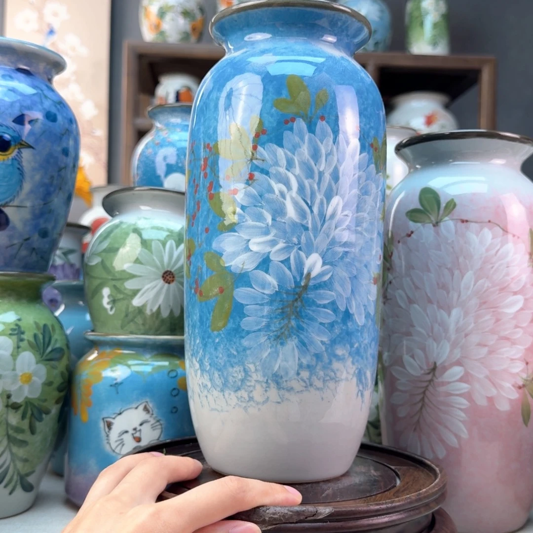 景德镇纯手绘陶瓷花瓶无孔