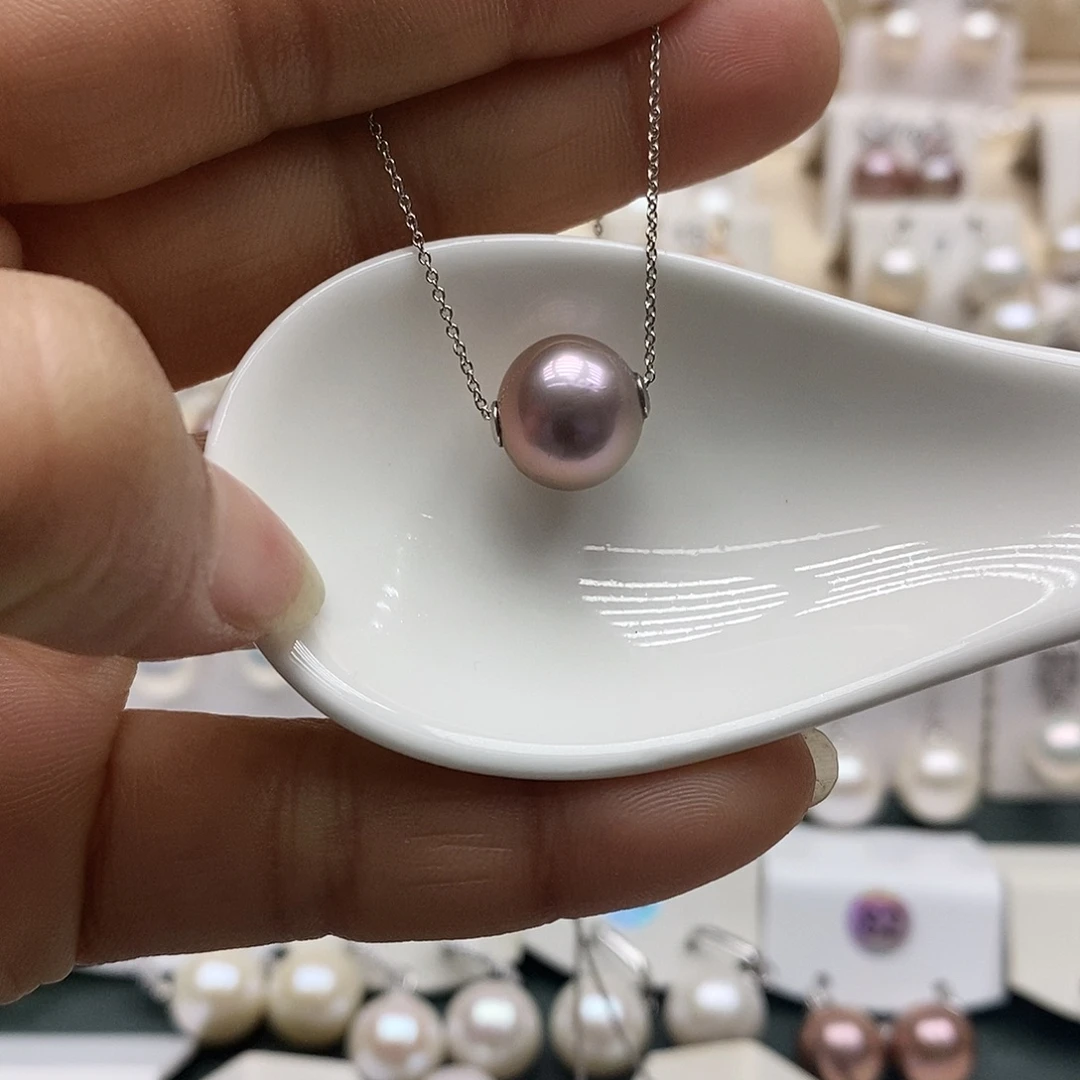 银S925镶嵌颈饰淡水珍珠