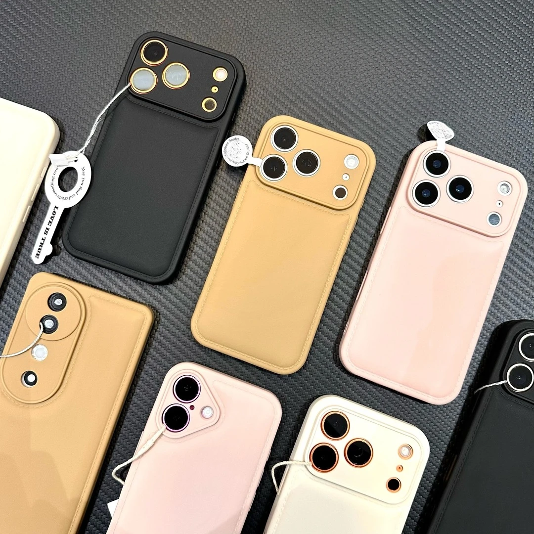 适用秋冬高颜值鼓包苹果16/17promax纯色手机壳华为oppo小米vivo