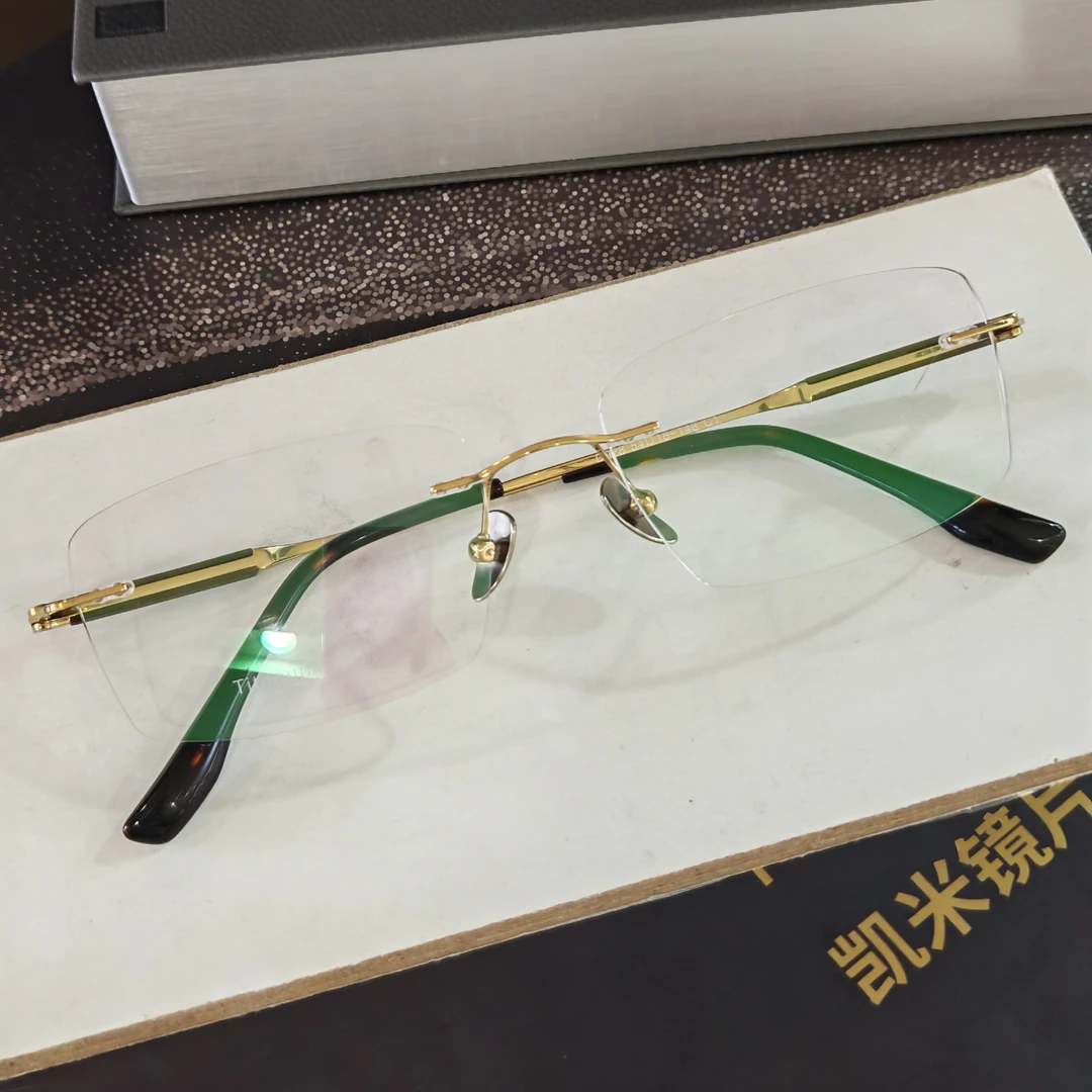 【斯文檀木男士超轻无框钛】切边近视眼镜可定制度数商务风气质款