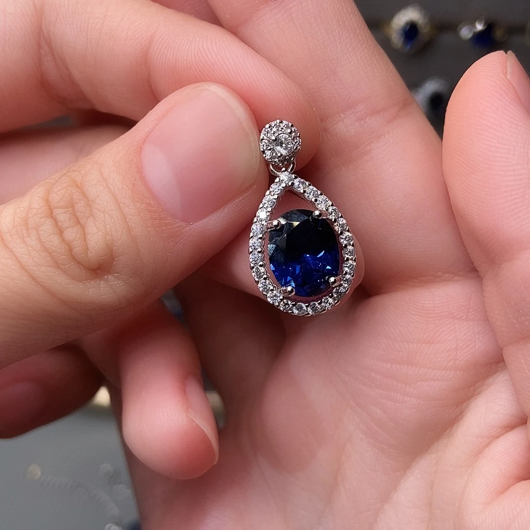 吊坠(赠链)银S925镶嵌蓝宝石