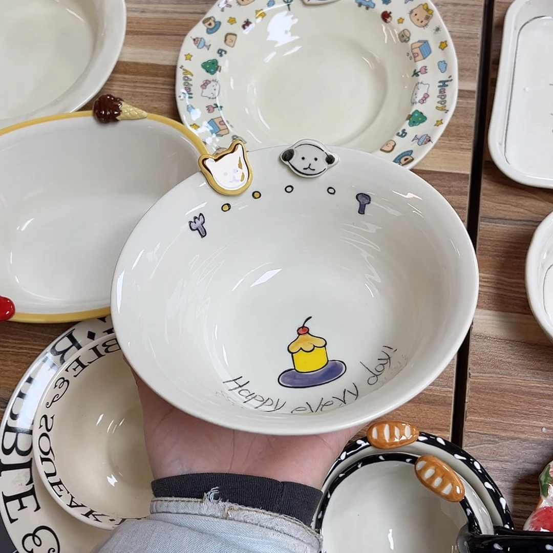 陶瓷纽扣小狗6寸陶瓷餐具系列默认微微瑕