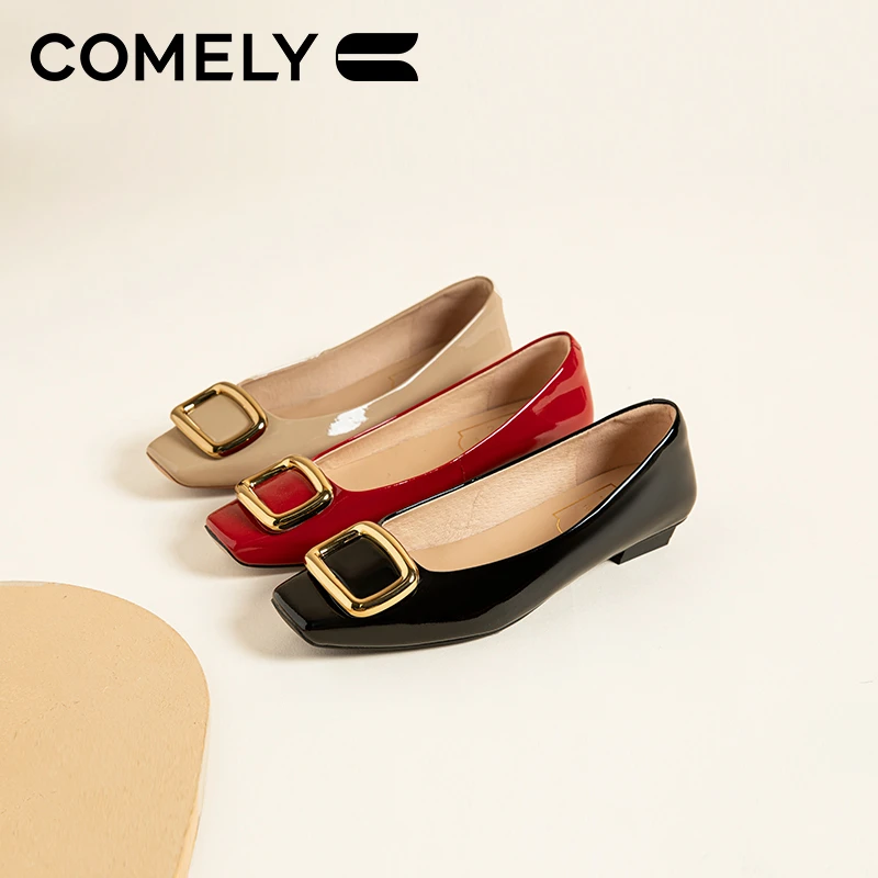 【康莉COMELY】KYQ41038方扣单鞋女舒适透气粗跟方头舒适时尚通勤鞋