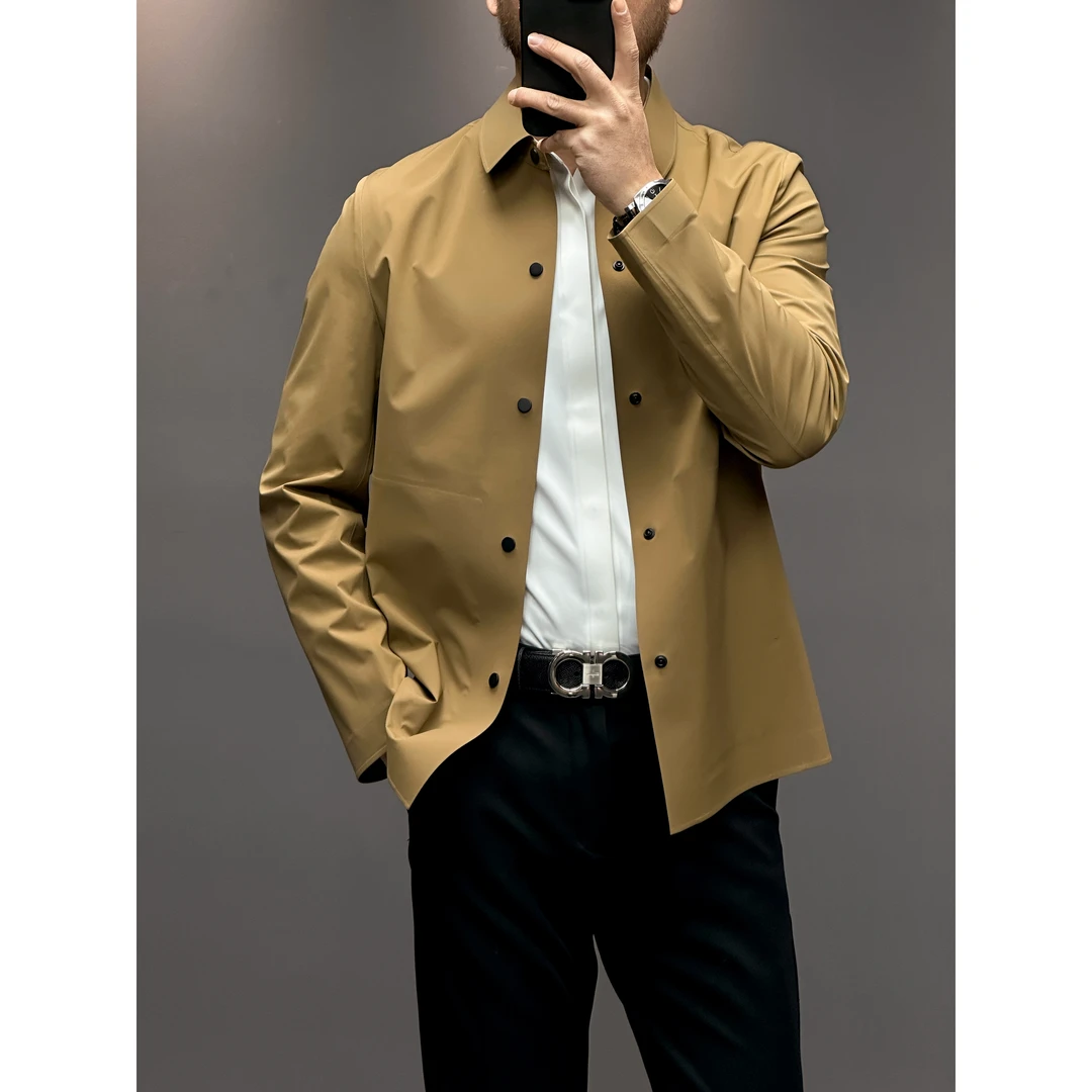 夏季新款男士(薄)无缝款简约净版翻领长袖按扣夹克 EW35