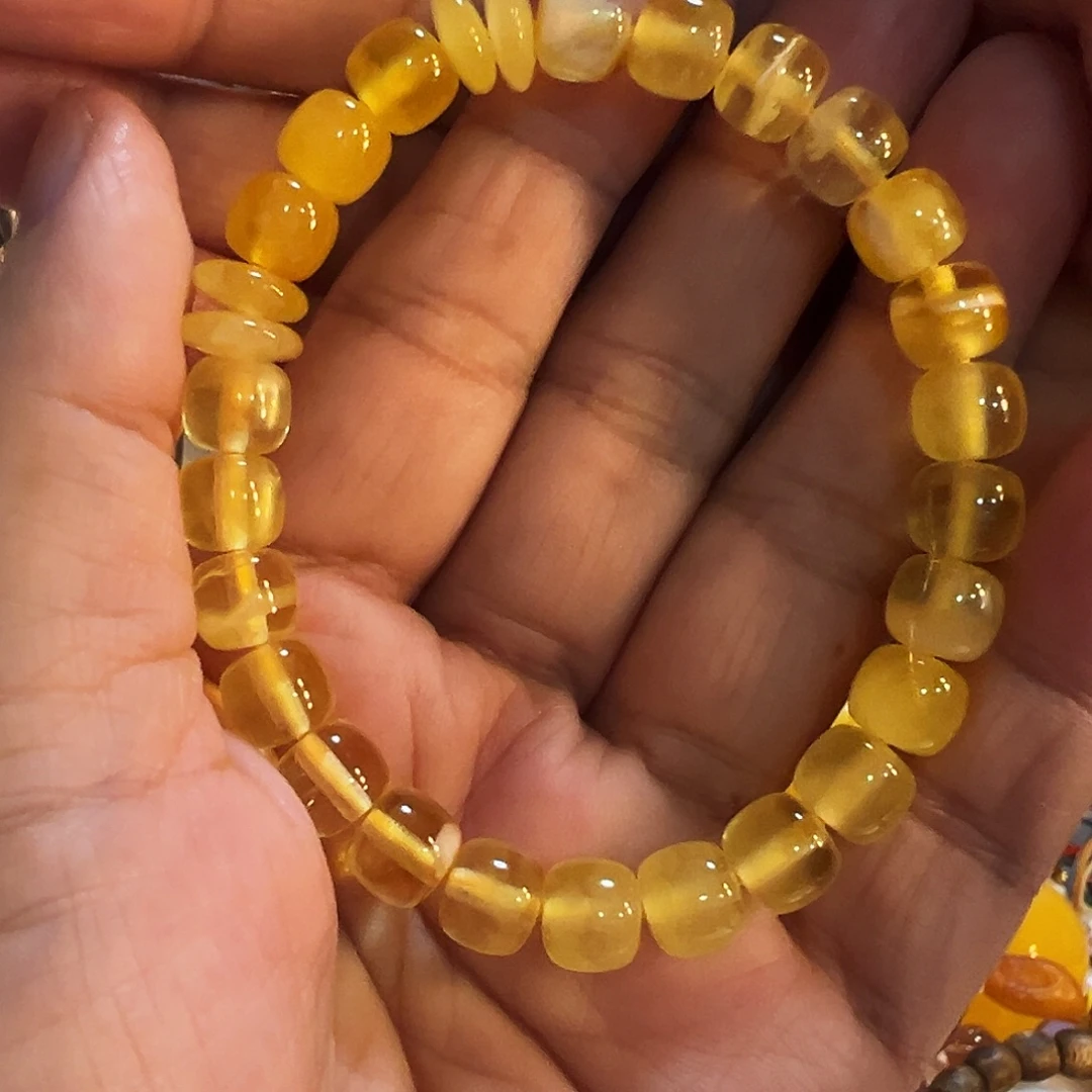 蜜蜡未镶嵌手链琥珀蜜蜡焦皮料设计款手串