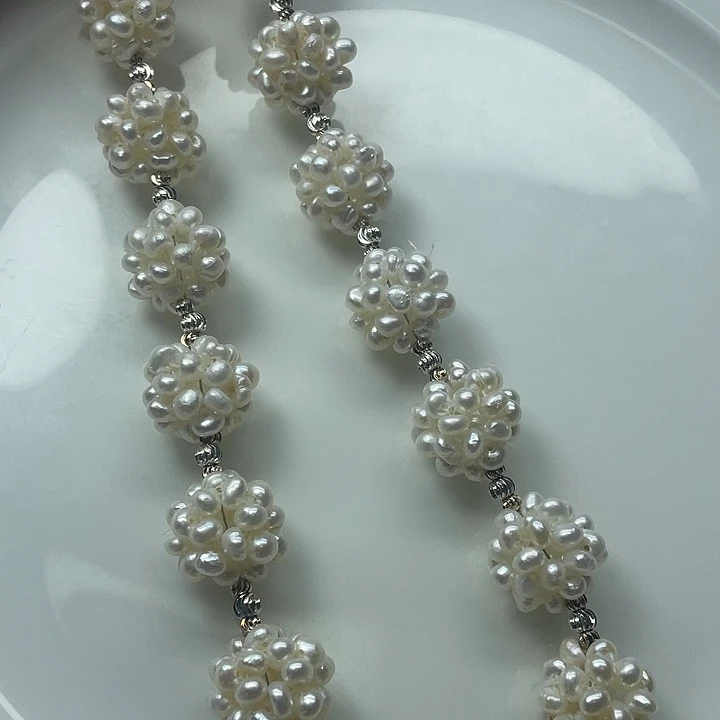 冷白花苞毛衣链淡水珍珠未镶嵌