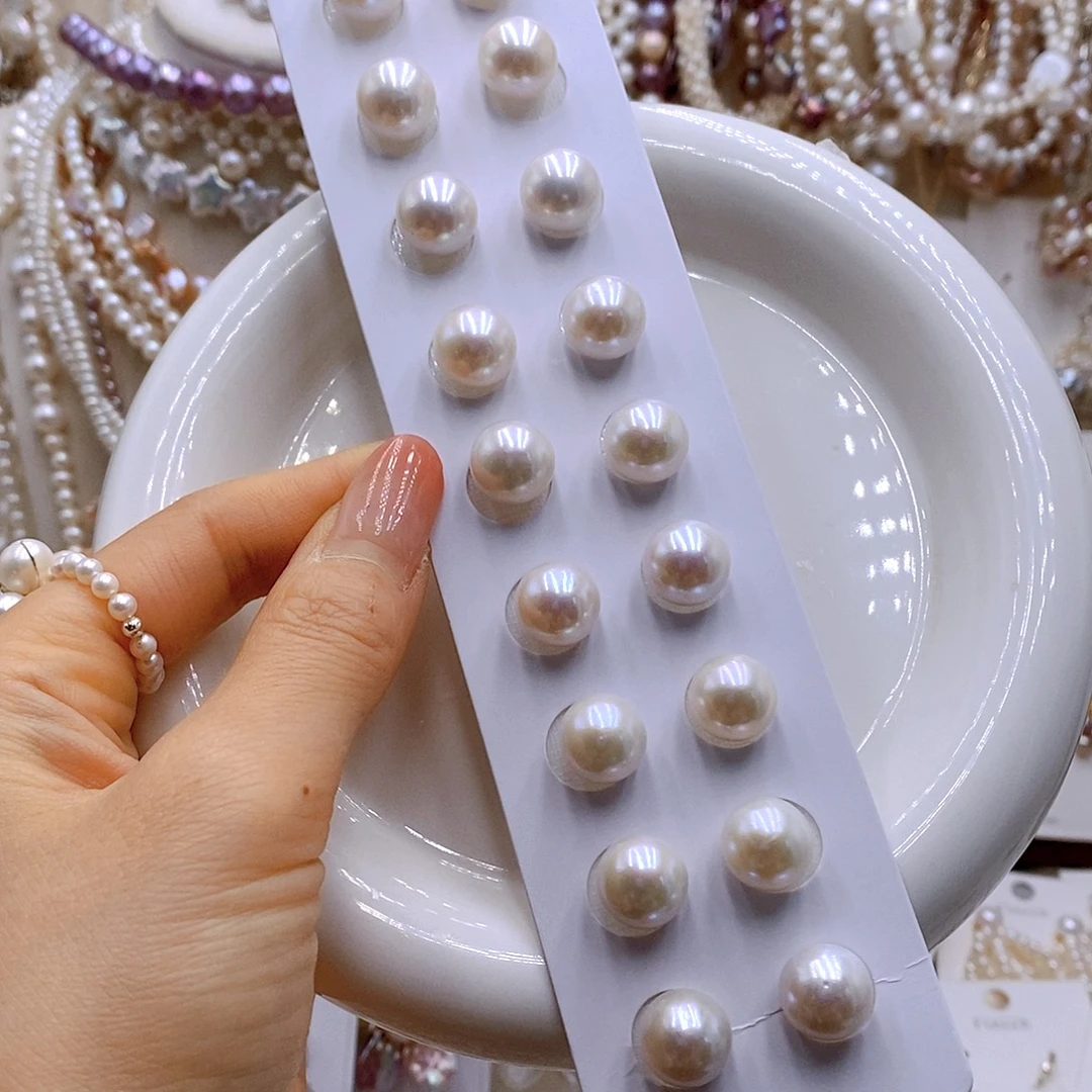 银S925镶嵌淡水珍珠耳饰11到12mm圆珠耳钉