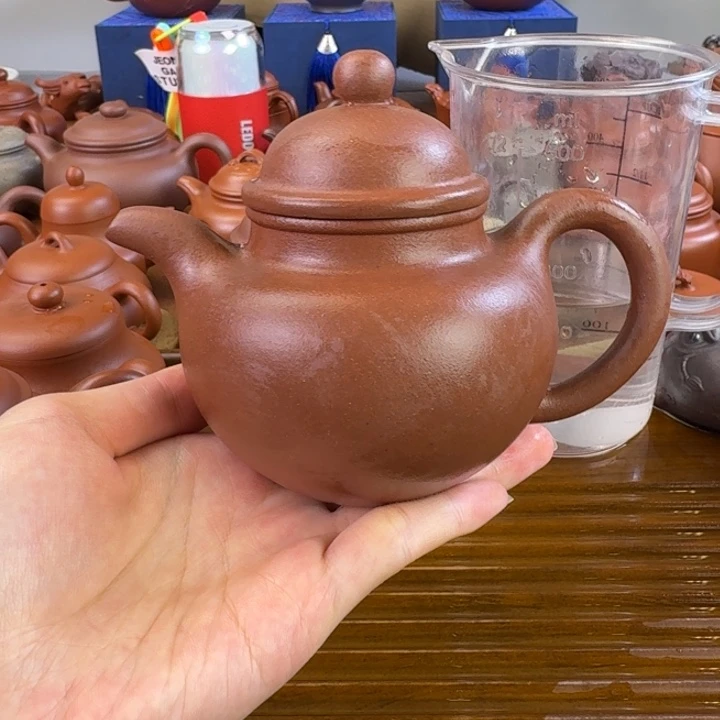 紫砂茶壶紫泥全手掇球250毫升