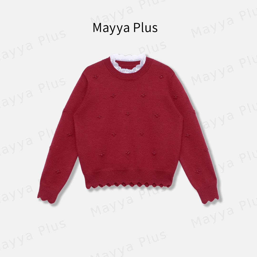 【美丽诺言】Mayya Plus麦芽定制轻奢气质显瘦百搭针织上衣32448091