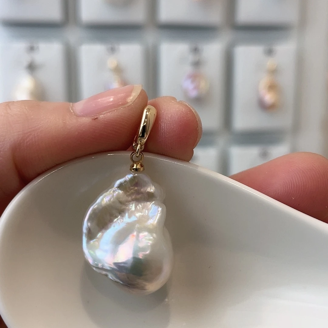 淡水珍珠天然珍珠巴洛克银S925镶嵌