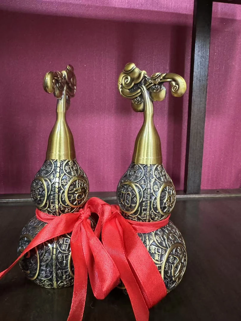 葫芦一对  黄铜摆件名额 卡(绯 现 货）到 货 为 卡 片