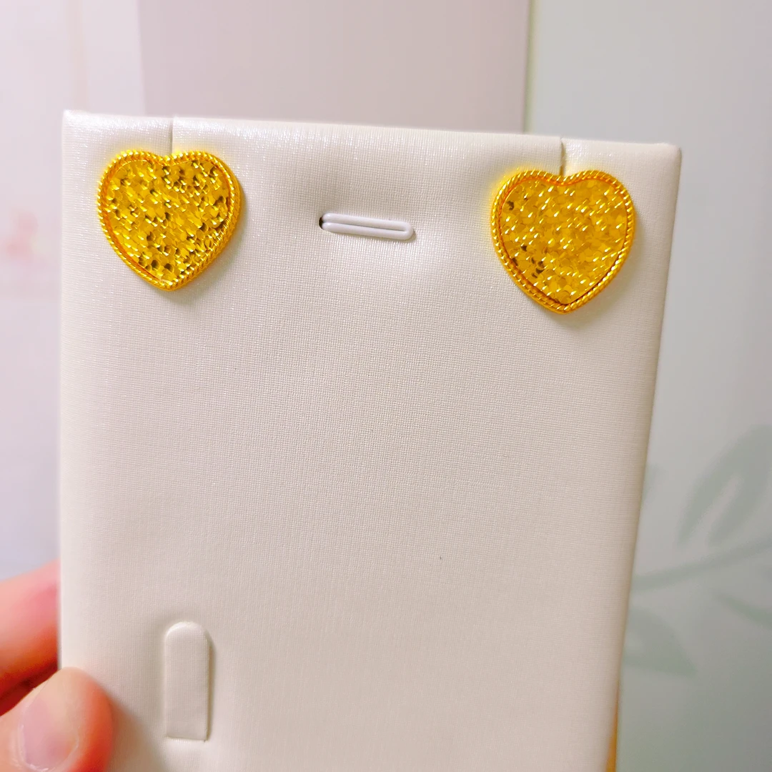 铜合金耳饰 气质官方质检金爱心耳钉时尚百搭耳饰ئالتۇنپەرداز