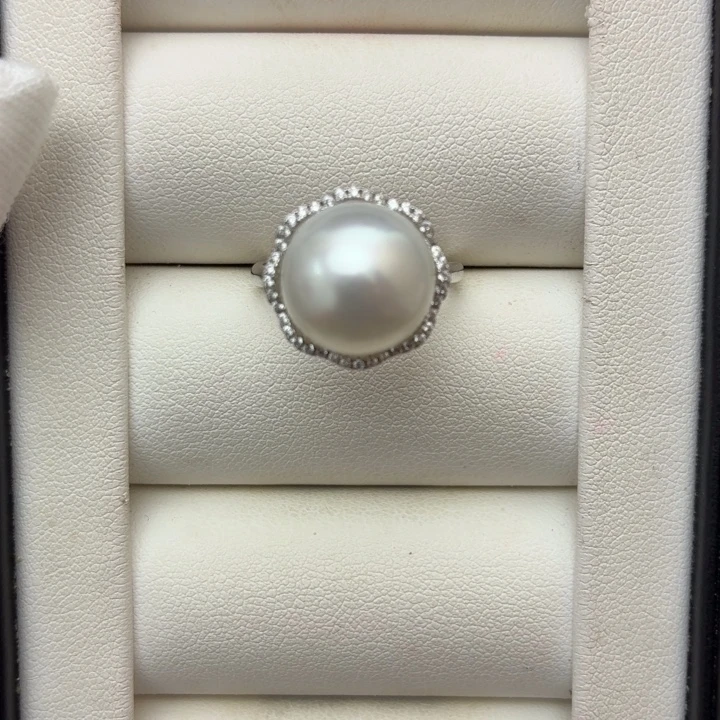 海水珍珠戒指银S925镶嵌
