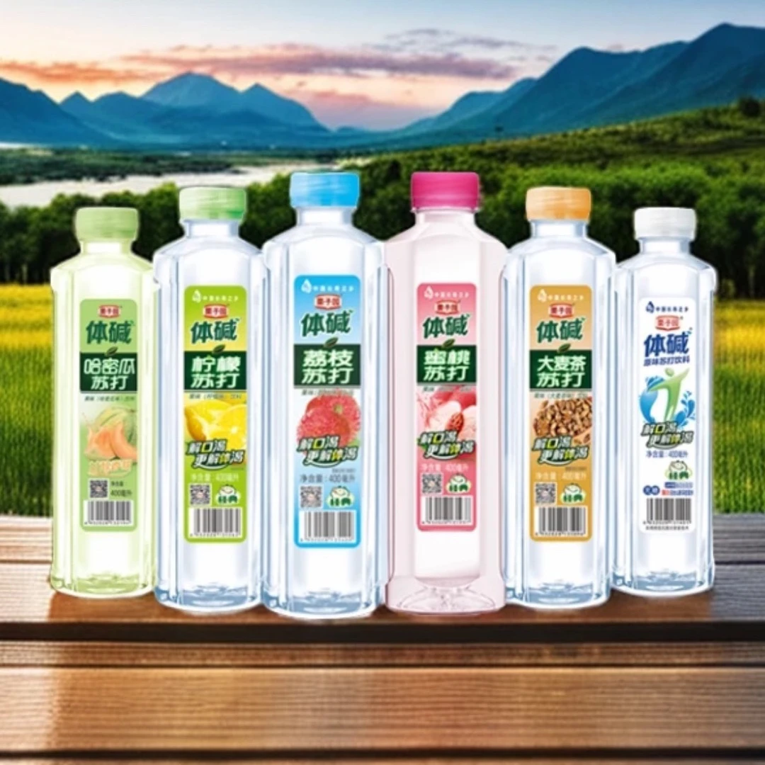 体碱无糖弱碱原味柠檬蜜桃果味苏打水400ml夏季饮料