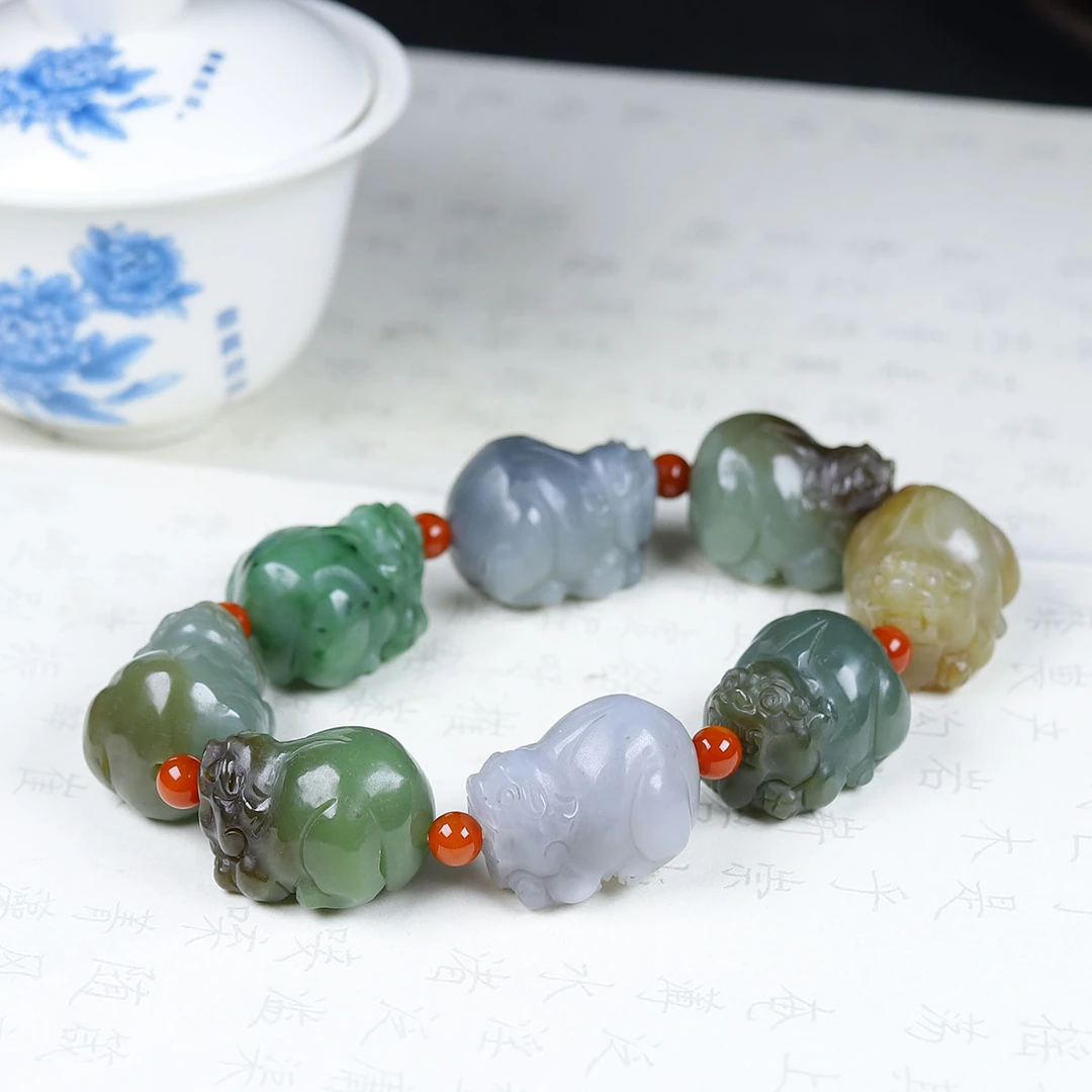 1118169和田玉多宝貔貅手串