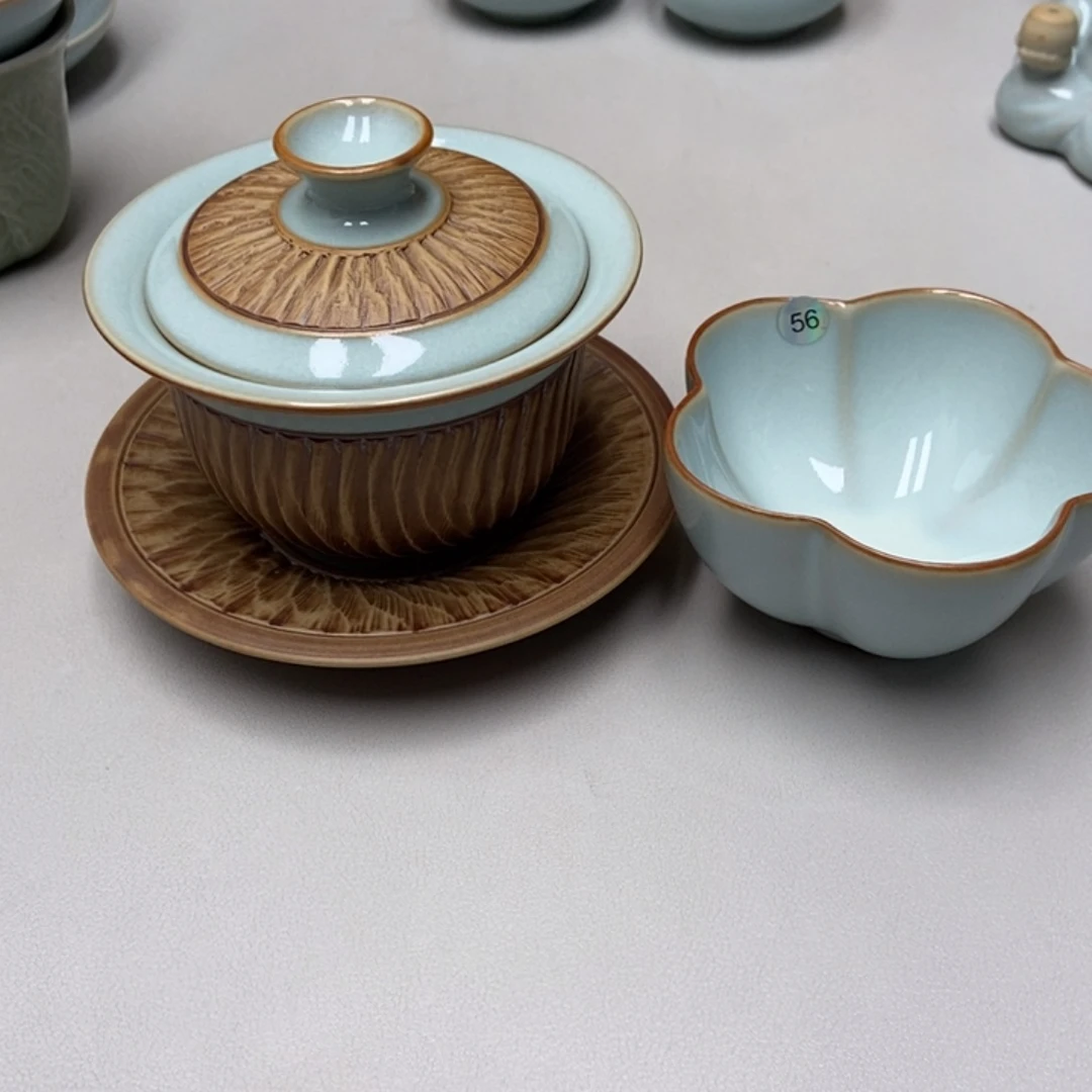 一***壑瓷赵琳重工元宝盖碗无礼盒送瑕梅花杯56