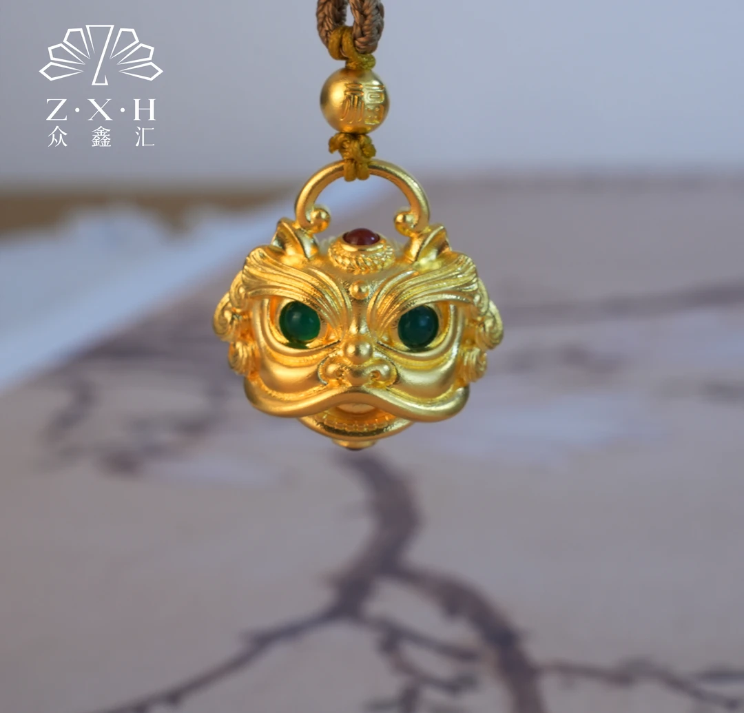 {众鑫汇}足金999  国潮新中式醒狮古法吊坠