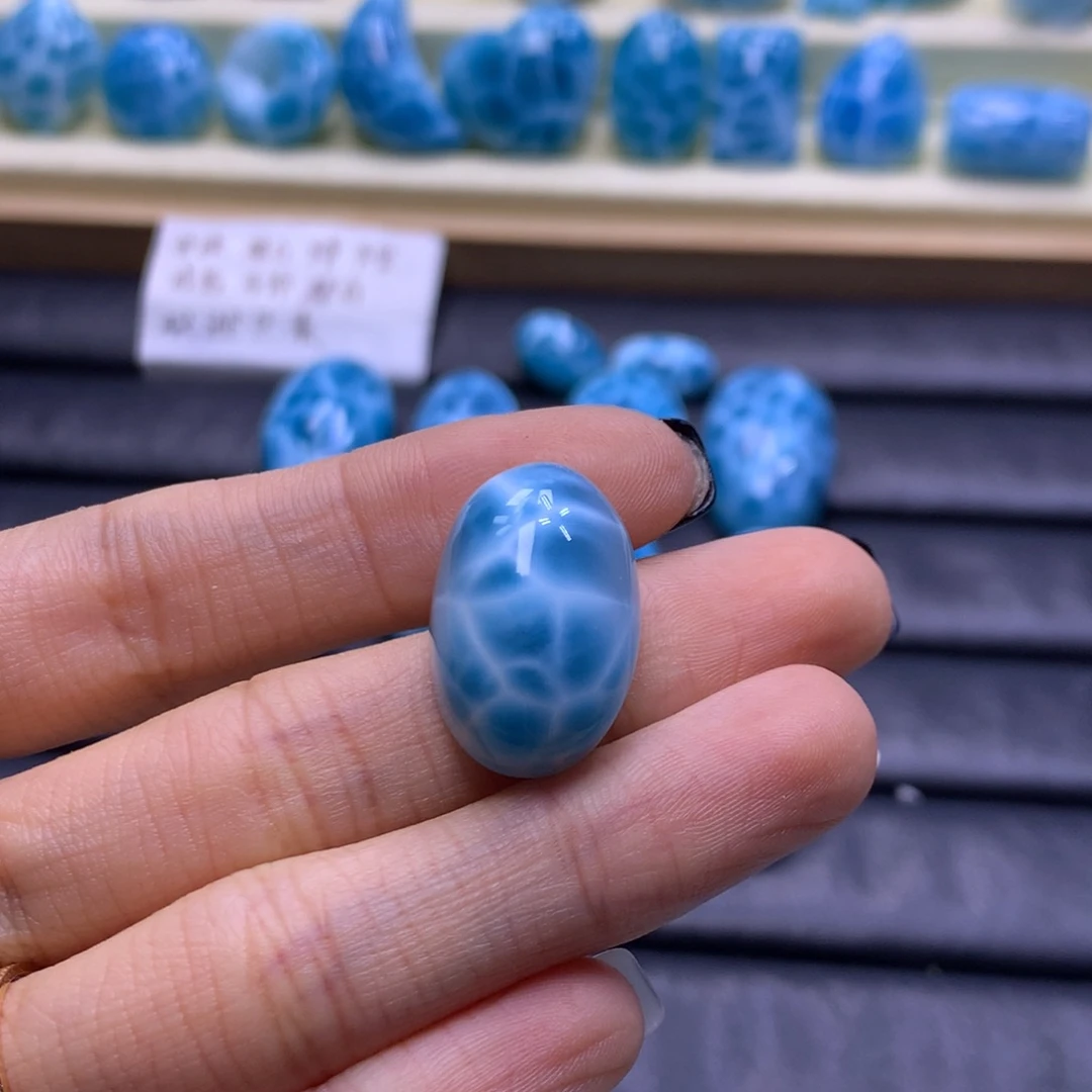 针钠钙石（海纹石）未镶嵌珠宝奇石蛋面裸石色差略异