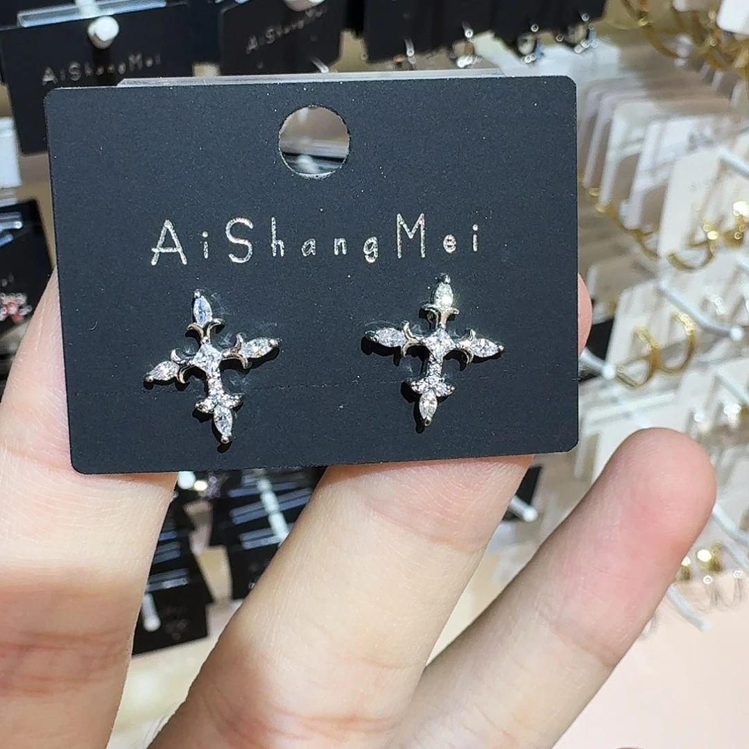 锆石合金925银花十字架