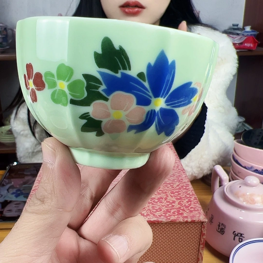 摆件陶景德镇绿xixi妈妈的花杯