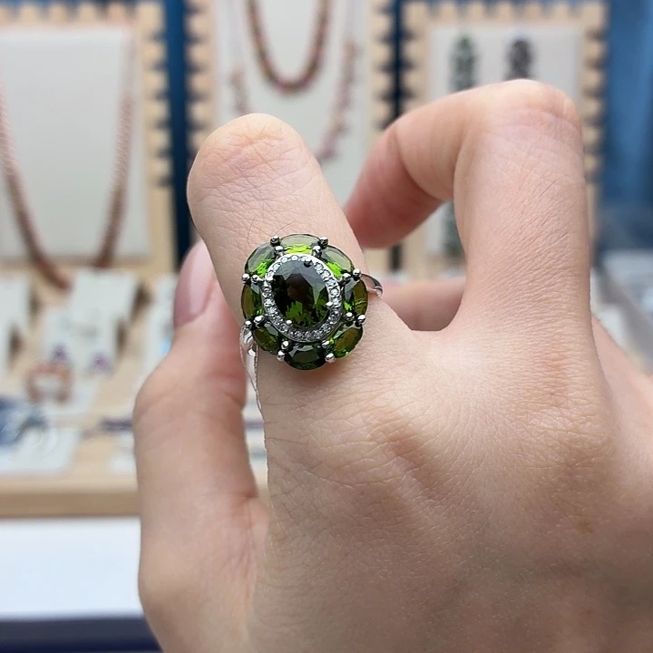 透辉石戒指银S925镶嵌