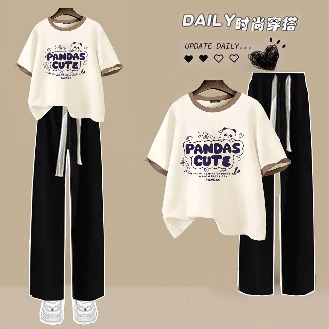 2025新款运动套装女初中生少女夏装短袖t恤中学生时尚两件套