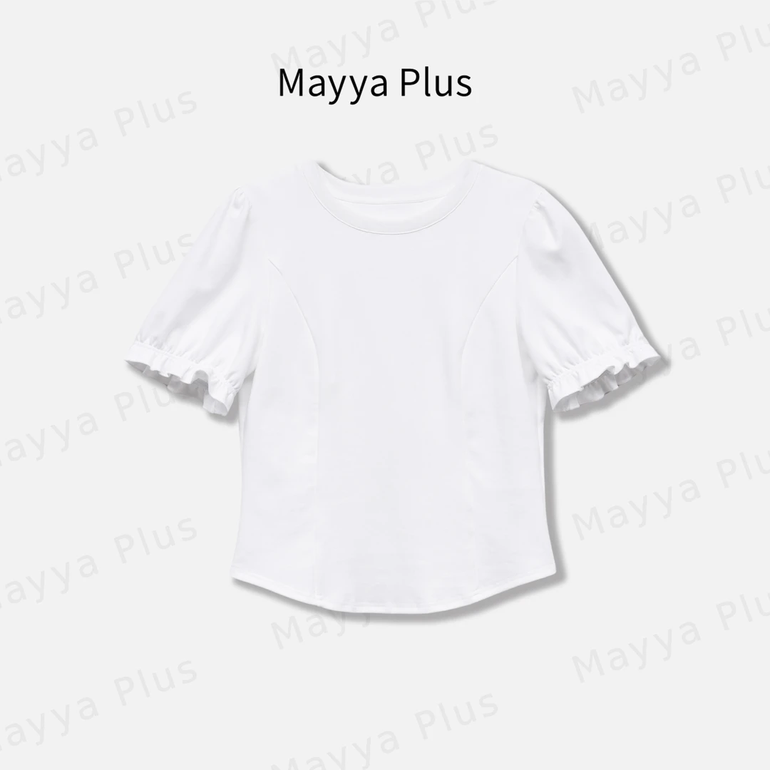 【初见】MayyaPlus麦芽定制圆领泡泡袖T恤短袖修身显瘦上衣32526722