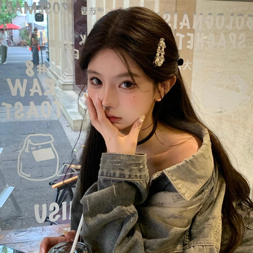 氧气少女 爆闪水钻发夹高级感侧边刘海精致气质小夹子发卡头饰品