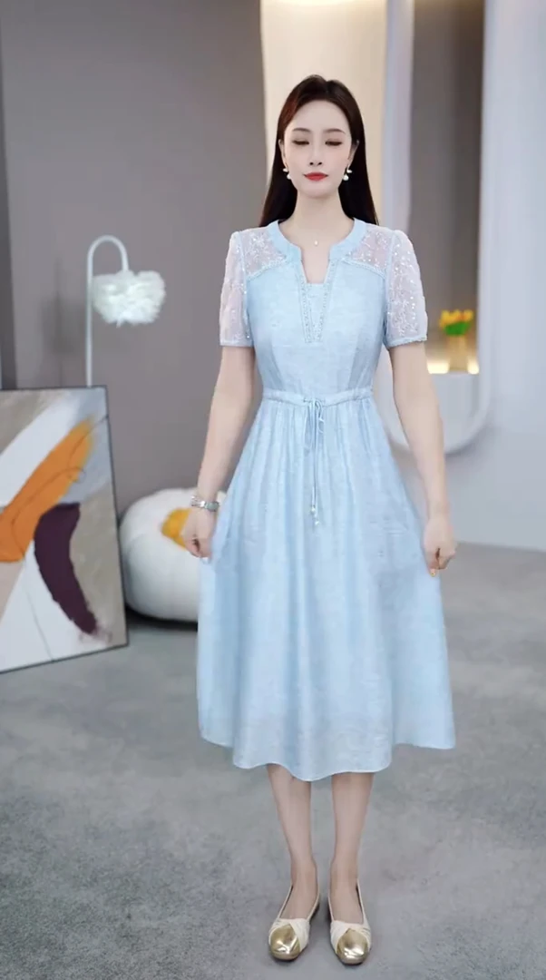 [依铭服饰] KK832 # 2025  新款  夏季 减龄 收腰 显瘦  连衣裙