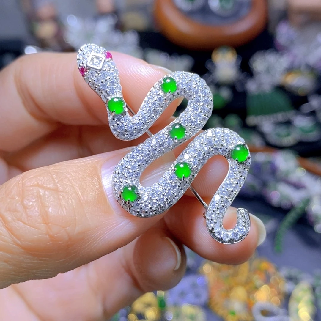 翡翠颈饰银S925镶嵌天然翡翠