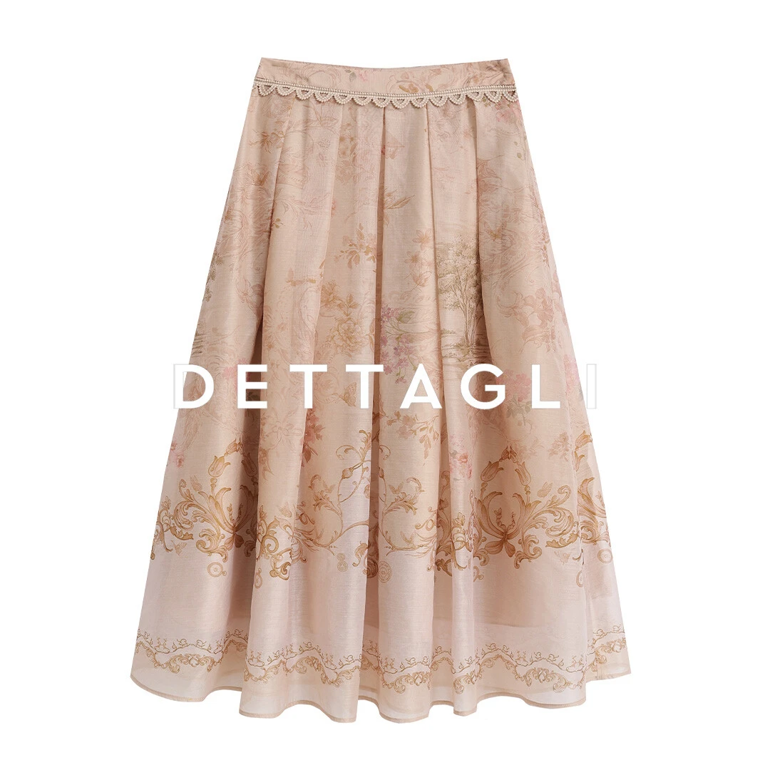 Dettagli/迪塔莉25夏季新款混色系印花高腰印花A字半裙DC25B0001